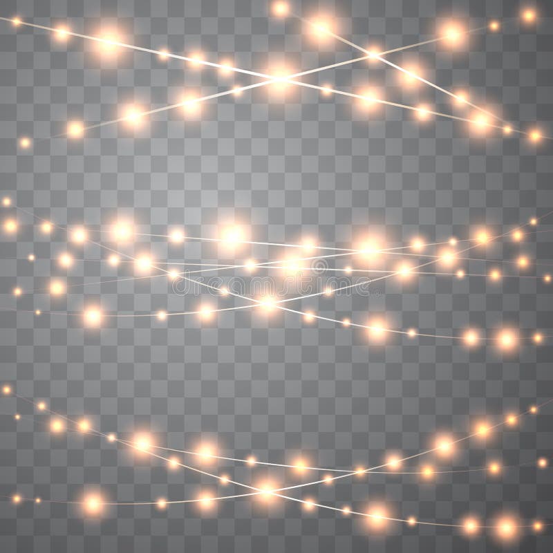 Luces de la Navidad aisladas en fondo transparente Sistema de la guirnalda que brilla intensamente de oro de Navidad Vector libre illustration Luces de la Navidad aisladas en fondo transparente Sistema de la guirnalda que brilla intensamente de oro de Navidad Vector libre illustration