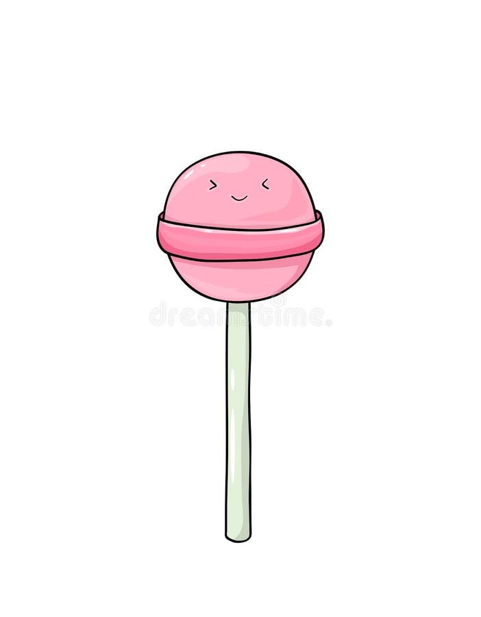 Vectoriel Kawaii Lollipop Bonbon Aux Yeux Brillant Sucré Isolé Sur