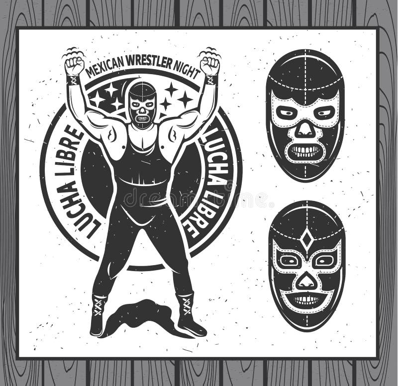 Lucha Libre Poster. Vintage Wrestling Placard Template Stock Vector