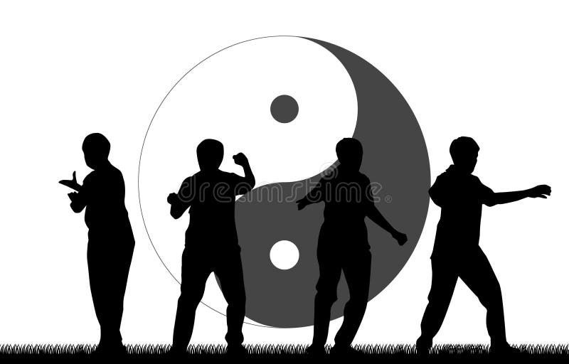 Lucha Del Ejercicio De La Defensa De Art Kung Fu Chi Self Ilustración del - Ilustración silueta, ejercicio: 127232572
