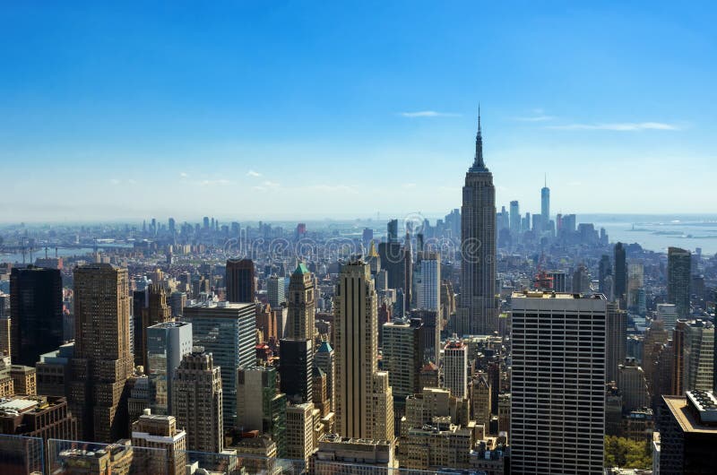 Lucht hoogste mening van de Stadshorizon van New York van hierboven, stedelijke wolkenkrabbers, cityscape van Manhattan stock afbeeldingen Lucht hoogste mening van de Stadshorizon van New York van hierboven, stedelijke wolkenkrabbers, cityscape van Manhattan stock afbeeldingen
