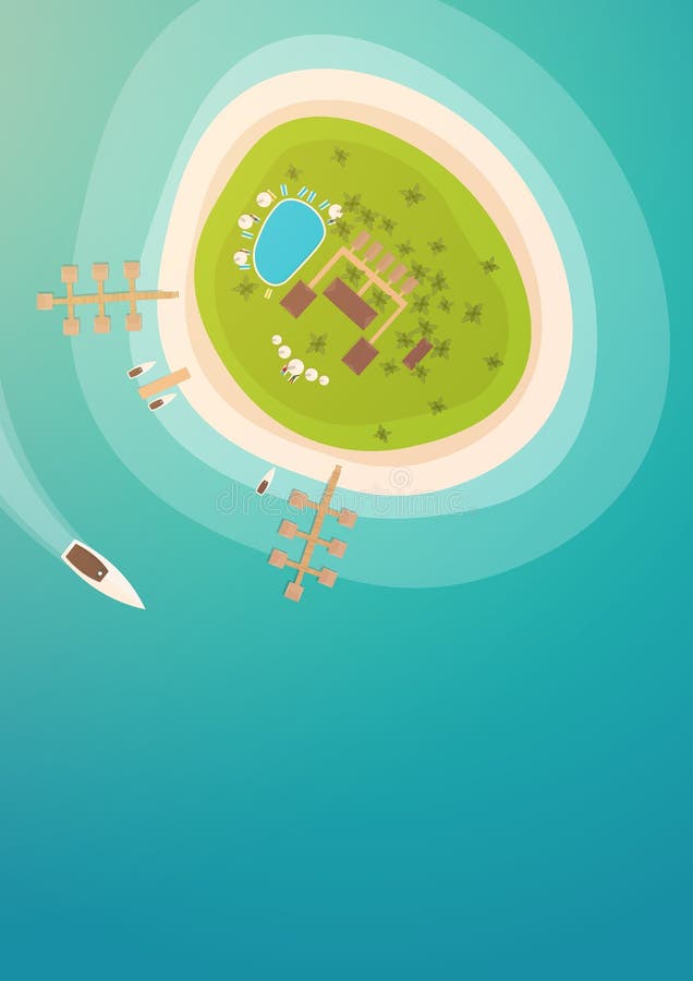 Lucht Hoogste mening van het tropische eiland, het overzees en het strand royalty-vrije illustratie Lucht Hoogste mening van het tropische eiland, het overzees en het strand royalty-vrije illustratie