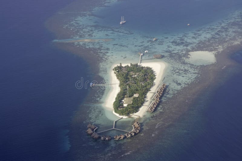 Lucht mening van Mirihi, de Maldiven royalty-vrije stock afbeelding Lucht mening van Mirihi, de Maldiven royalty-vrije stock afbeelding
