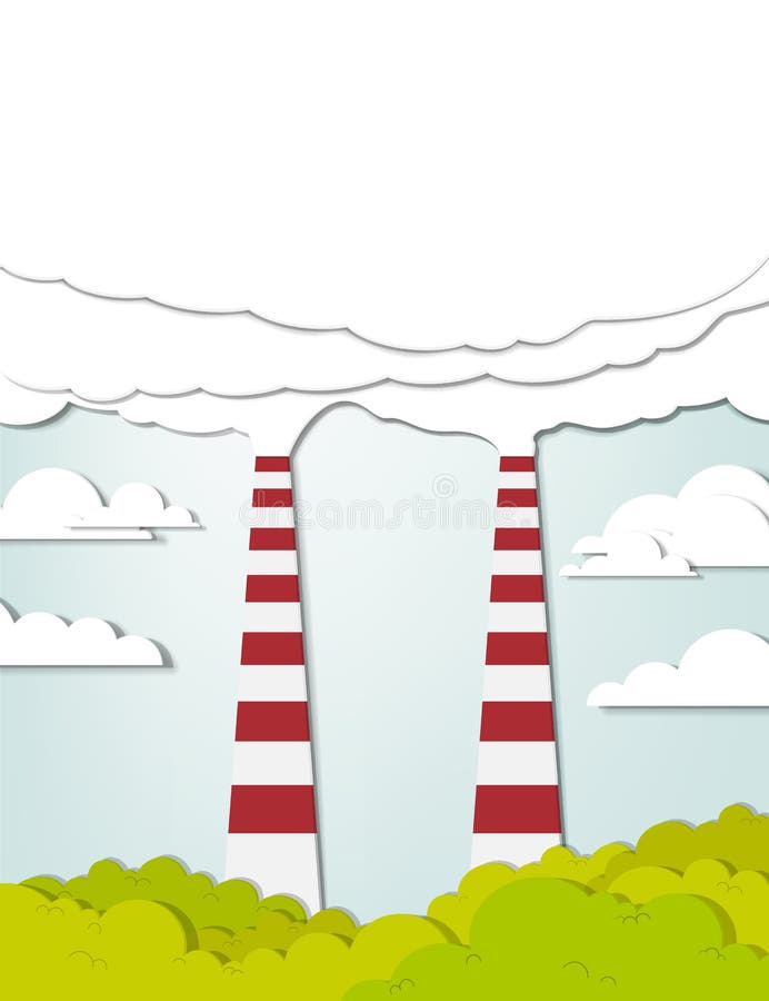 Lucht van de twee de rokende schoorstenenverontreiniging vector illustratie Lucht van de twee de rokende schoorstenenverontreiniging vector illustratie