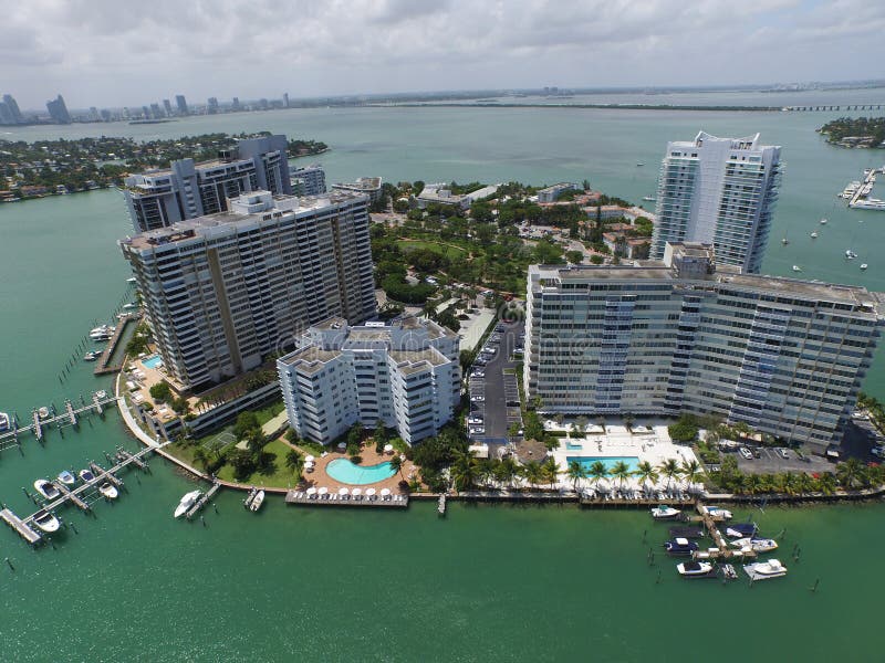 Luchtbeeld Belle Isle Miami Beach Stock Foto Image of condo, lucht