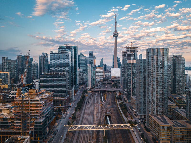 Luchtbeeld van het centrum van Toronto royalty-vrije stock foto's