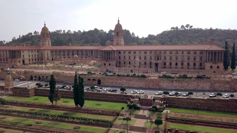 Luchtfoto van Nelson Mandela Garden en de gebouwen van de Unie, Pretoria, Zuid-Afrika