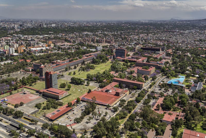 Luchtmening van Mexico-City universitaire UNAM stock afbeeldingen Luchtmening van Mexico-City universitaire UNAM stock afbeeldingen