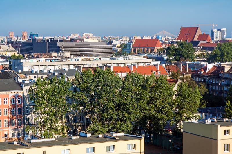 Luchtmening van Wroclaw stock afbeeldingen Luchtmening van Wroclaw stock afbeeldingen