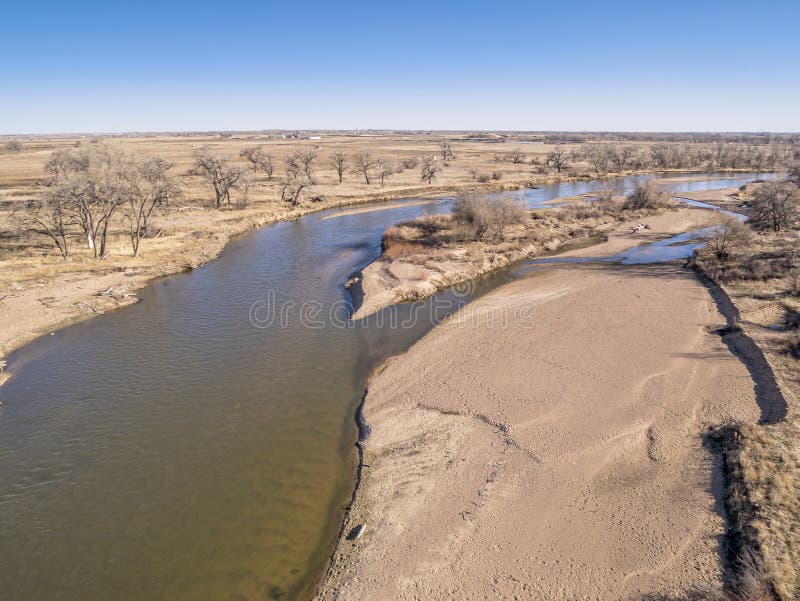 Luchtmening van Zuidenplatte Rivier royalty-vrije stock afbeeldingen Luchtmening van Zuidenplatte Rivier royalty-vrije stock afbeeldingen