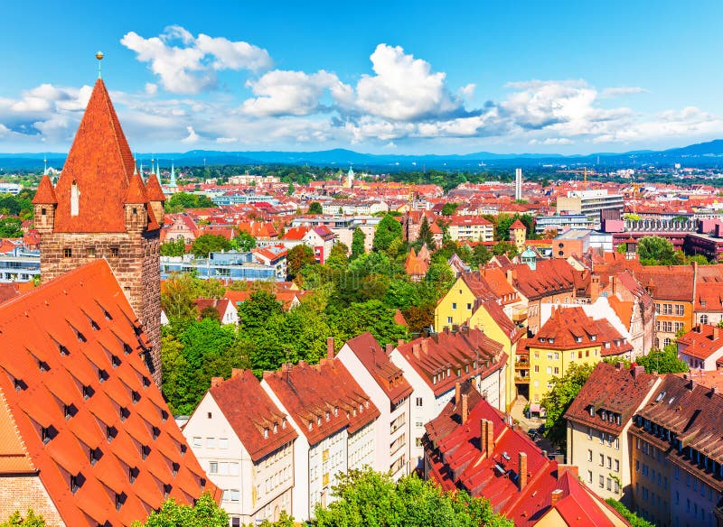 Luchtpanorama van Nuremberg, Duitsland stock fotografie Luchtpanorama van Nuremberg, Duitsland stock fotografie