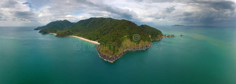 Luchtpanoramamening van het eiland van Ko Lanta royalty-vrije stock foto Luchtpanoramamening van het eiland van Ko Lanta royalty-vrije stock foto