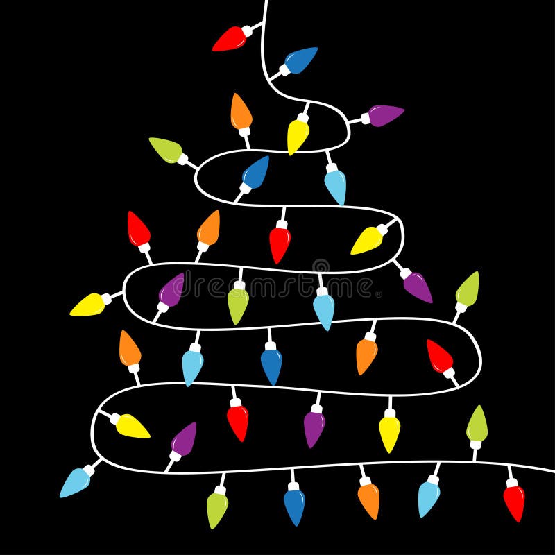 Luci di Natale Arachide a lampo Set di luci di fiamma a corde colorate Forma triangolo albero di Fiori Vacanze di Natale illustrazione di stock