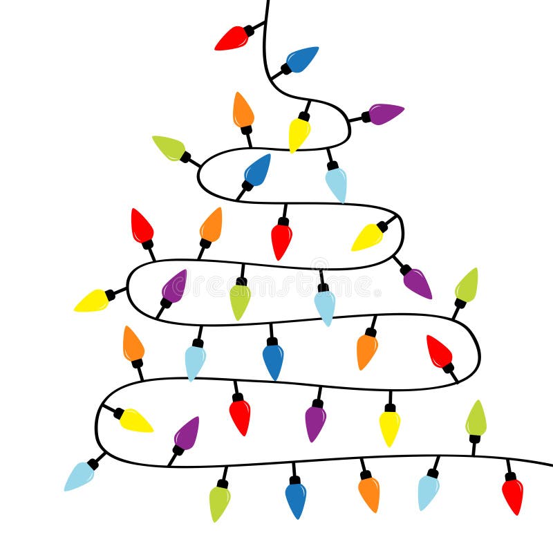 Luci di Natale Arachide a lampo Set di luci di fiamma a corde colorate Forma triangolo albero di Fiori Vacanze di Natale illustrazione vettoriale