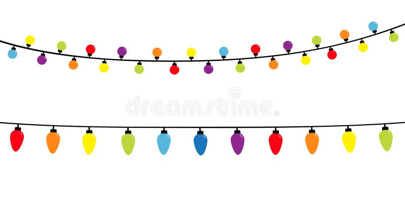 Luci di Natale decorazione di xmas festivo Arachide a lampo Set di luci di fiamma a corde colorate Colore arcobaleno Piatto illustrazione vettoriale