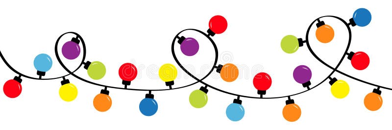 Luci di Natale Festività per la decorazione di Natale Set di luci di fiamma a corde colorate Arachide a lampo Colore arcobaleno illustrazione vettoriale