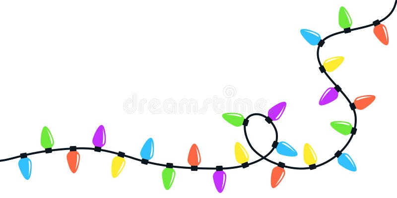 Luci di natale impostate. linea di garland a lampadina. angolo luminoso di fiamma a corda colorata. decorazione di xmas festival p illustrazione di stock