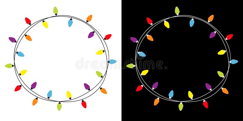 Luci di Natale - serie di fotogrammi decorazione di xmas festivo Set di luci di fiamma a corde colorate Arachide a lampo illustrazione di stock