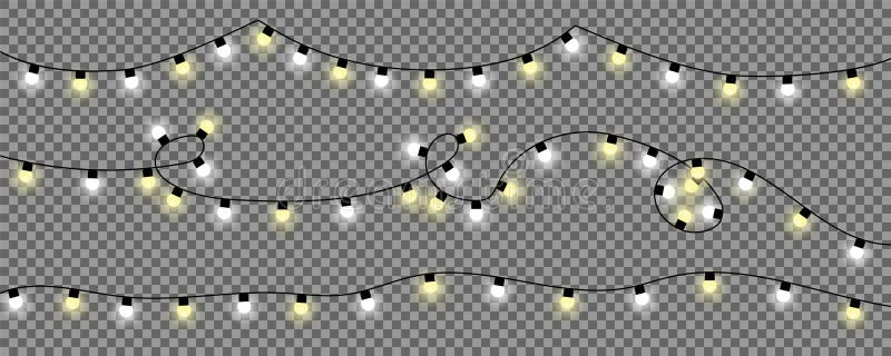 Luci di Natale su fondo trasparente illustrazione vettoriale Luci di Natale su fondo trasparente illustrazione vettoriale