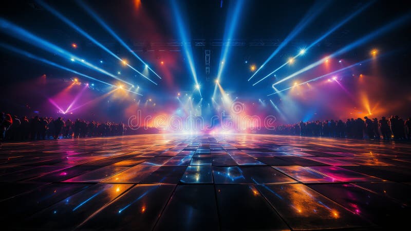 Luci luminose che riempiono grandi spazi. Uno spazio ampio illuminato da numerose luci luminose che creano un ambiente dinamico e ben illuminato. ai generative ai generato