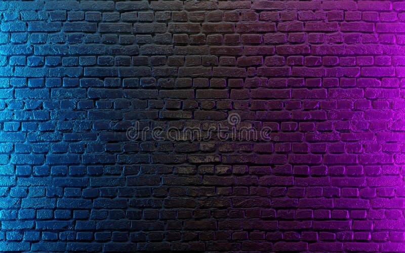 Luci neon futuristiche moderne sullo sfondo di una vecchia sala a muratura in mattoni illustrazione vettoriale