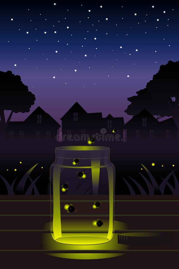 Lucioles dans le pot illustration stock Lucioles dans le pot illustration stock