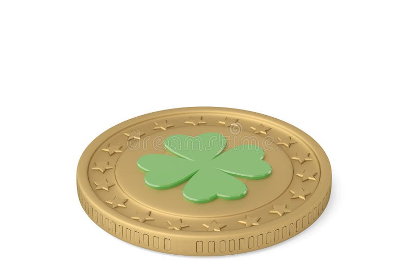 Lucky gold coin. 3D illustration royalty free illustration