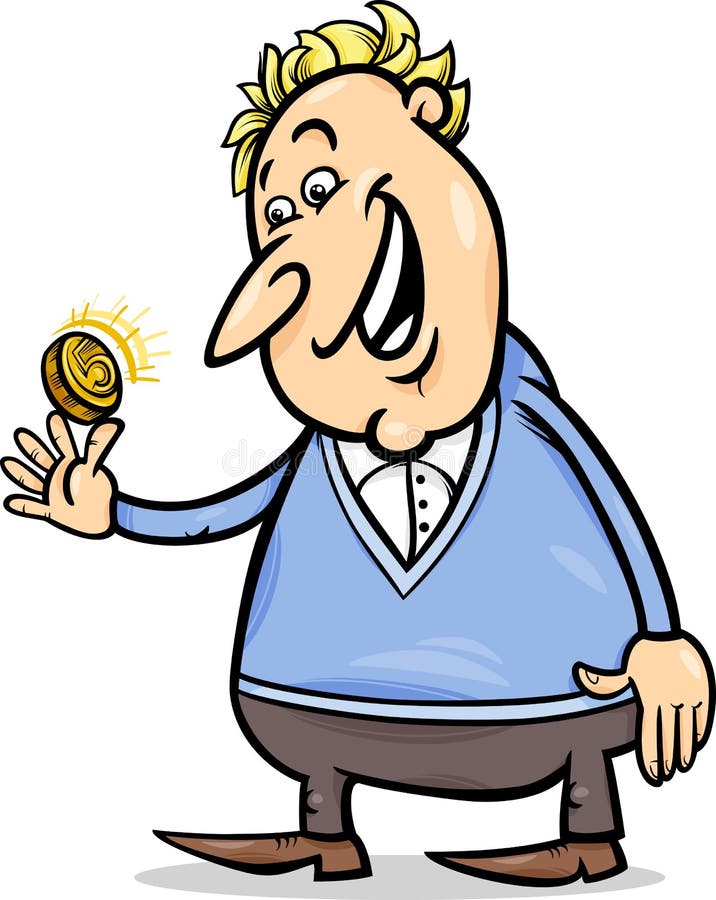 Lucky Man With Golden Coin Cartoon Stock Vector Lucky Man With Golden Coin Cartoon Stock Vector