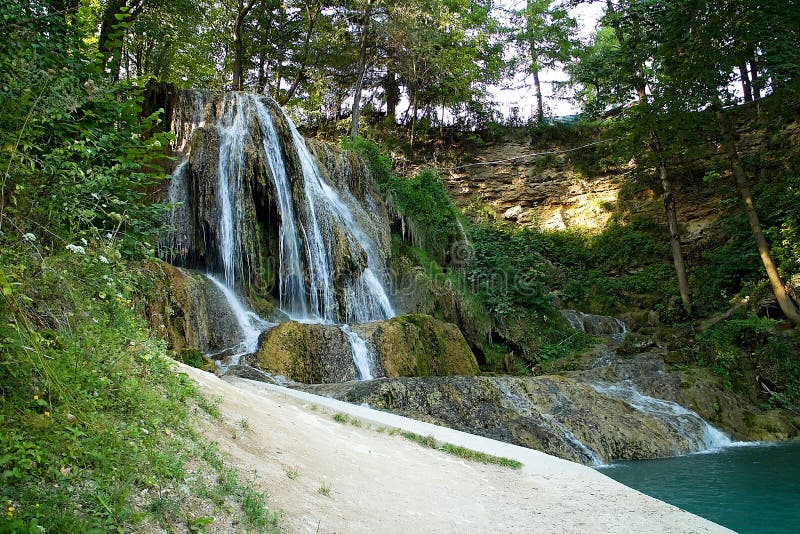 Lucky waterfall, a village with well-known SPA, travertine fields and indispensable