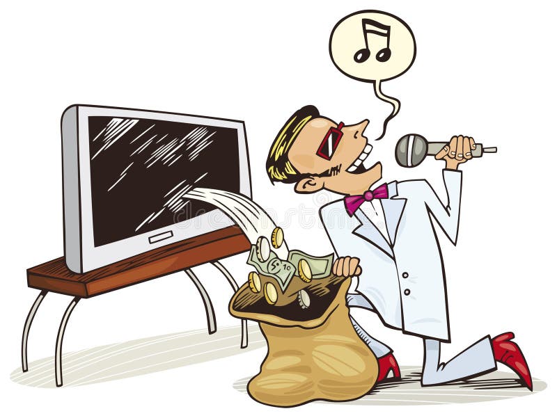 Illustration of singing Man who receive profit from copyrights. Illustration of singing Man who receive profit from copyrights