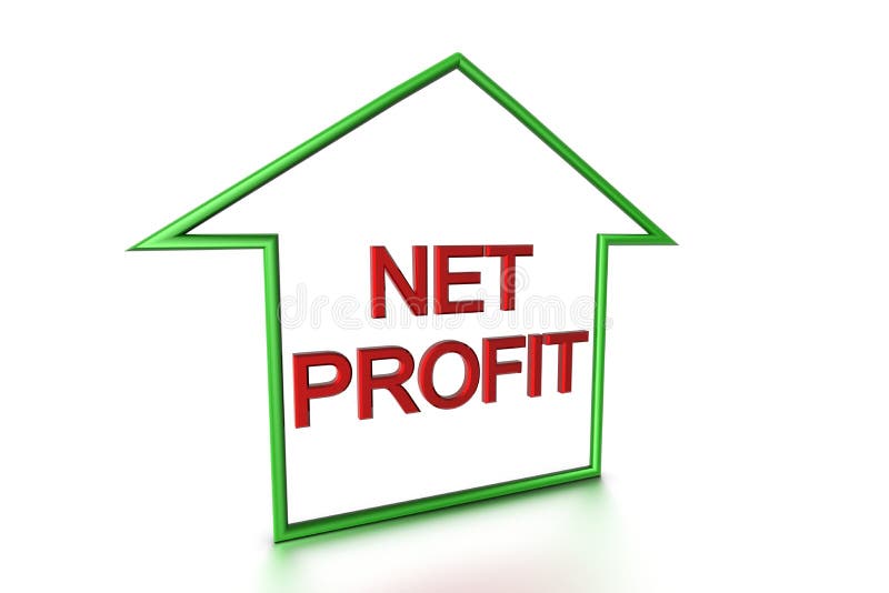 Net profit insie outline shape of a house which lookes like an arrow on white background. Net profit insie outline shape of a house which lookes like an arrow on white background