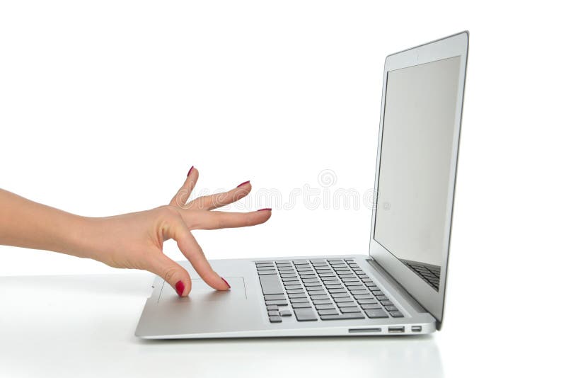 Lucrul manual la touchpad-ul laptopului de la tastatură royalty free stock photography