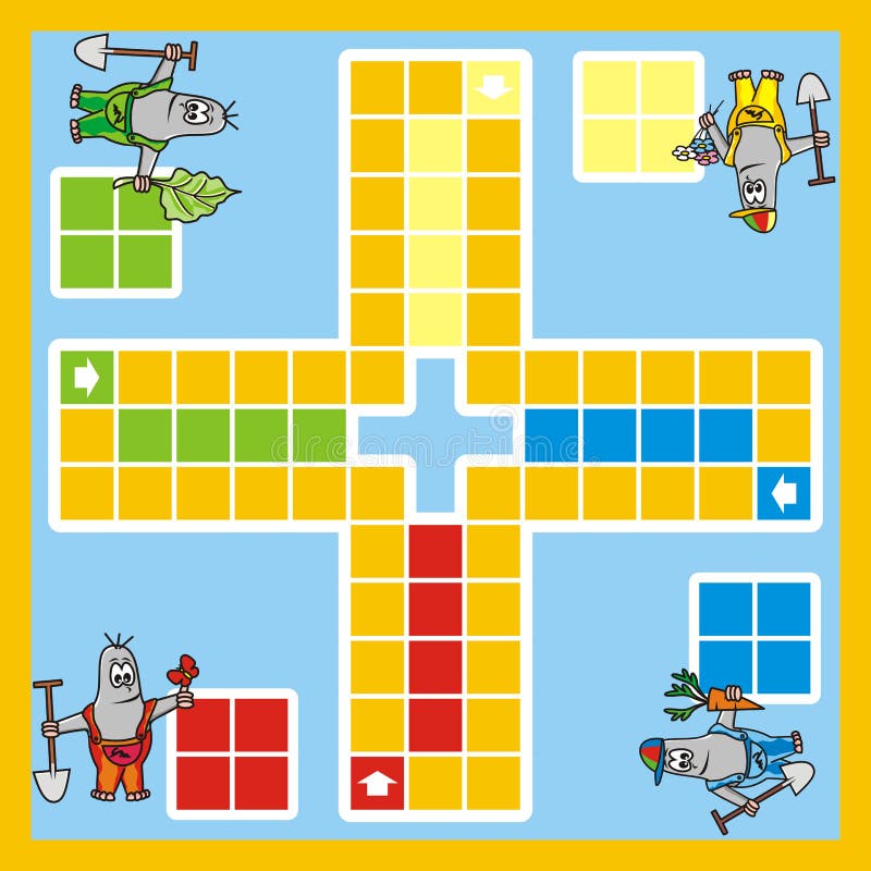 Ludo Board Game For Printing With Vector Illustration Stock