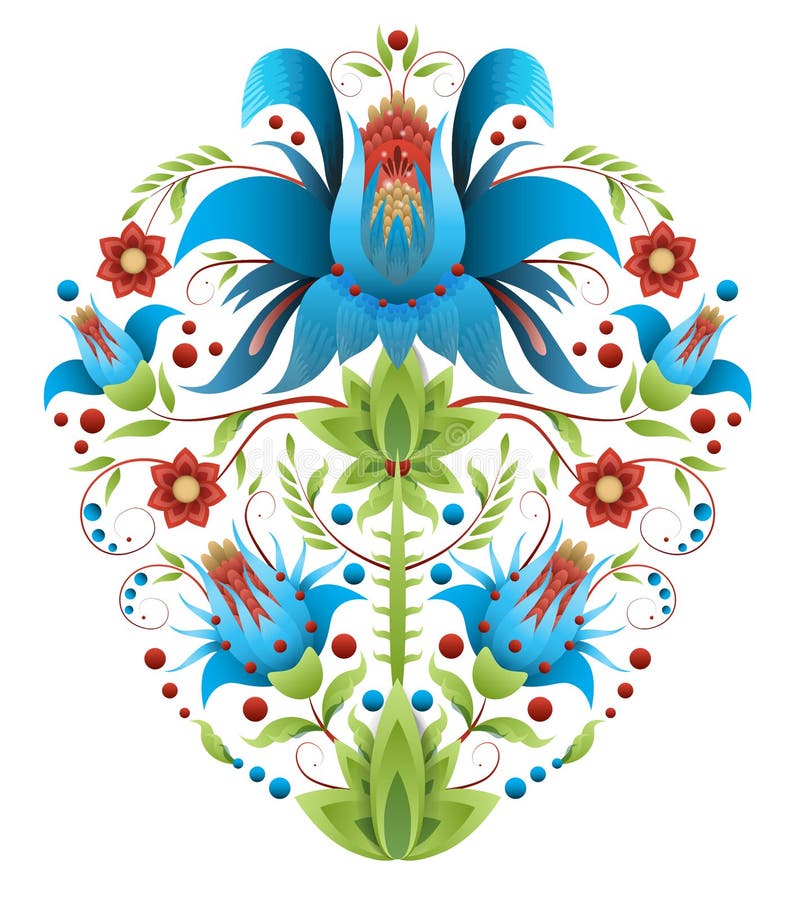 Ludowa broderia z kwiatami - tradycyjny etniczny wzór ilustracja wektor Ludowa broderia z kwiatami - tradycyjny etniczny wzór ilustracja wektor