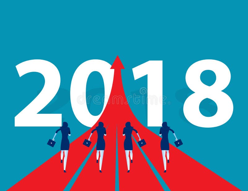 Ludzie biznesu biega 2018 Pojęcie biznesowego sukcesu wektor royalty ilustracja Ludzie biznesu biega 2018 Pojęcie biznesowego sukcesu wektor royalty ilustracja