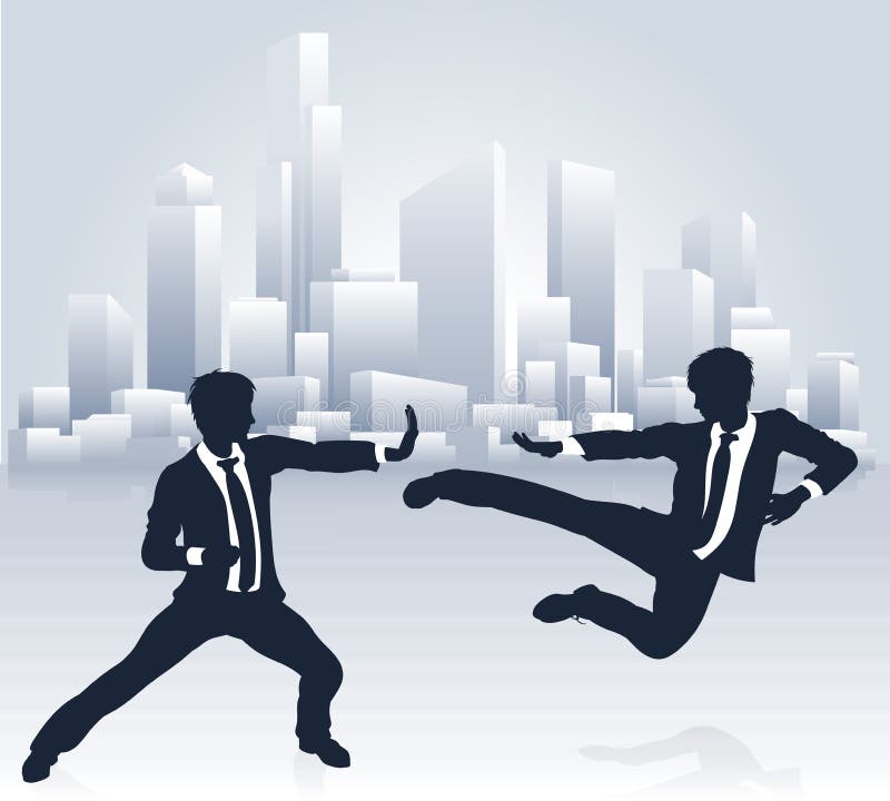 Ludzie Biznesu Kung Fu boju ilustracja wektor
