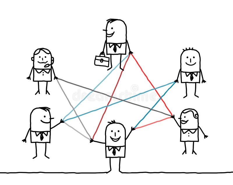 Ludzie biznesu łączący kolor liniami ilustracja wektor Ludzie biznesu łączący kolor liniami ilustracja wektor