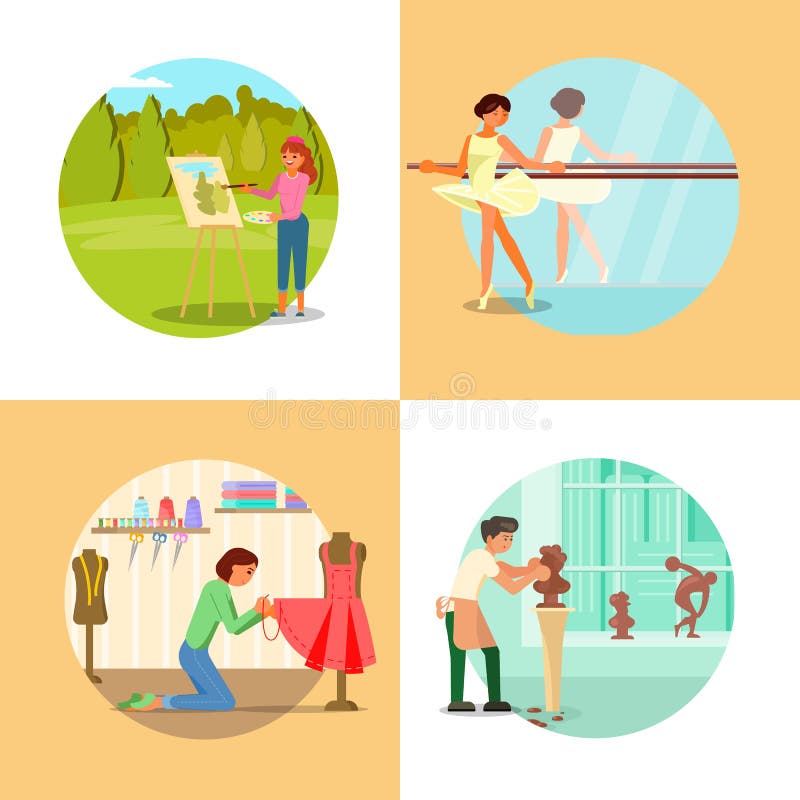 Ludzie cieszy się ich hobby wektorową płaską ilustrację ilustracja wektor Ludzie cieszy się ich hobby wektorową płaską ilustrację ilustracja wektor