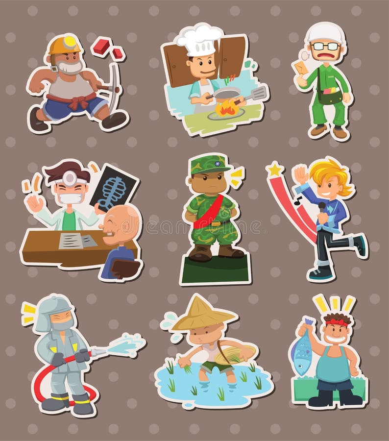 People job stickers,cute cartoon vector illusttration. People job stickers,cute cartoon vector illusttration