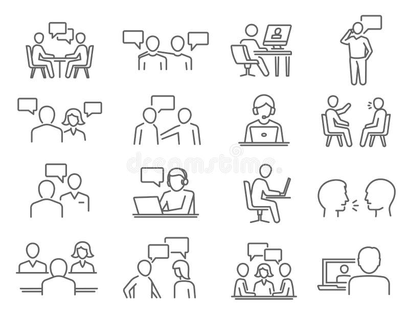 People talk, negotiation, speech thin line icons set isolated on white. Discussion, meeting, chat outline pictograms collection. Debate, controversy, gossip vector elements for infographic, web. People talk, negotiation, speech thin line icons set isolated on white. Discussion, meeting, chat outline pictograms collection. Debate, controversy, gossip vector elements for infographic, web.