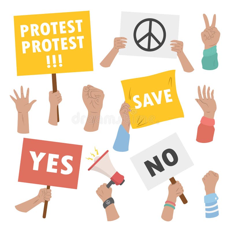 Ludzie ręk trzyma strajka i manifestacji protest podpisują ilustracja wektor Ludzie ręk trzyma strajka i manifestacji protest podpisują ilustracja wektor