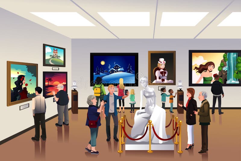 Ludzie wśrodku muzeum royalty ilustracja Ludzie wśrodku muzeum royalty ilustracja