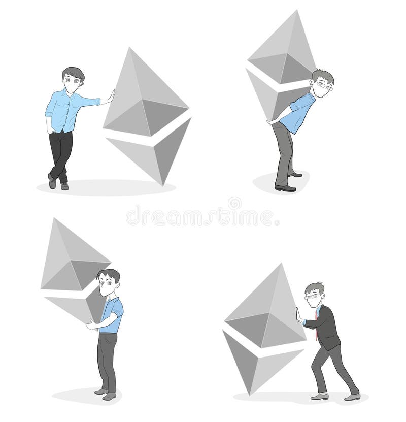 Ludzie z monetami, cryptocurrency instrumenty Ethereum symbol również zwrócić corel ilustracji wektora royalty ilustracja Ludzie z monetami, cryptocurrency instrumenty Ethereum symbol również zwrócić corel ilustracji wektora royalty ilustracja