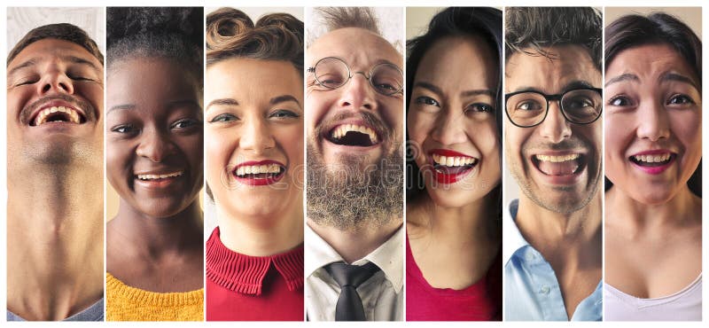 Portrait of different people laughing. Portrait of different people laughing