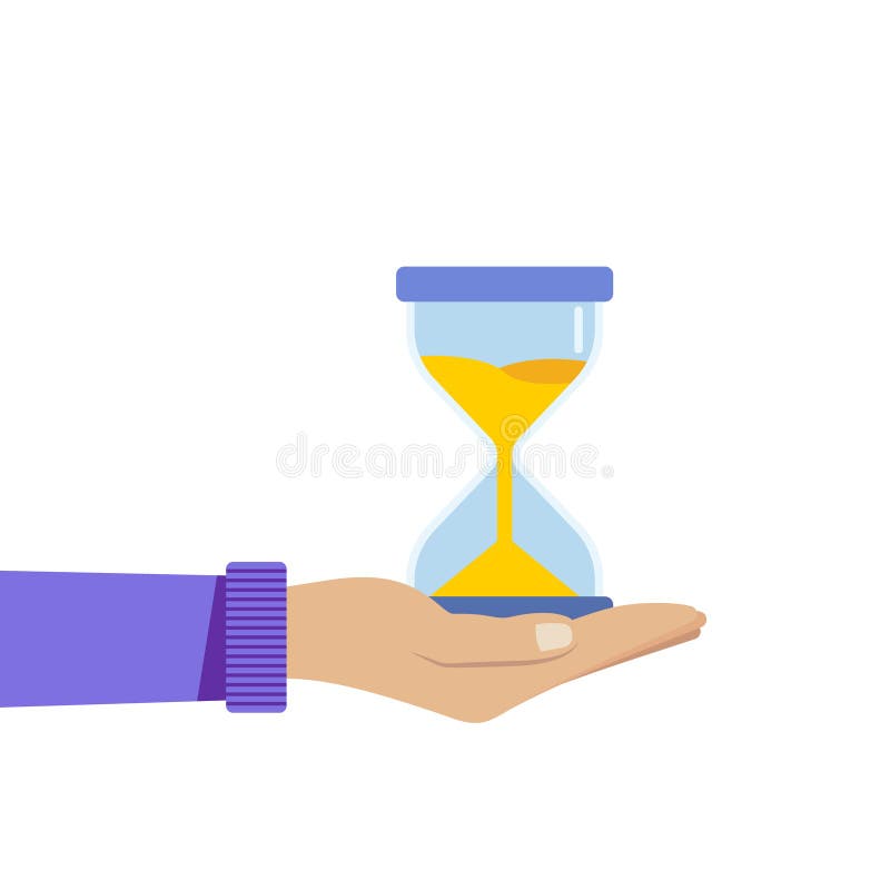 Ludzka ręka trzyma hourglass Biznesu i czasu zarządzania pojęcie Odosobniona wektorowa ilustracja f ilustracji Ludzka ręka trzyma hourglass Biznesu i czasu zarządzania pojęcie Odosobniona wektorowa ilustracja f ilustracji