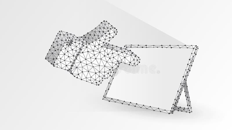 Ludzka sylwetka wskazująca na biały ekran tabletki Ekran dotykowy, koncepcja kliknięcia palcem Abstrakcyjny, cyfrowy szkielet ilustracji Ludzka sylwetka wskazująca na biały ekran tabletki Ekran dotykowy, koncepcja kliknięcia palcem Abstrakcyjny, cyfrowy szkielet ilustracji