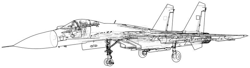 Luft Jet Fighter mit Raketen auf weißem Hintergrund Geschaffene Illustration von 3d vektor abbildung Luft Jet Fighter mit Raketen auf weißem Hintergrund Geschaffene Illustration von 3d vektor abbildung