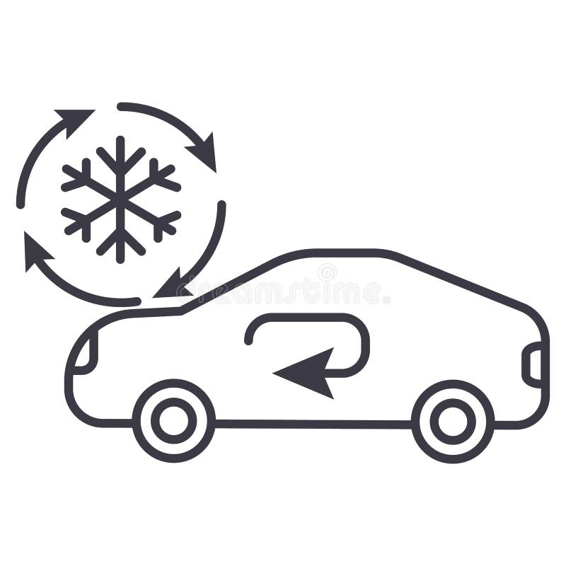 Lufta att betinga, den tjänste- vektorlinjen symbolen, tecknet, illustration för bilen på bakgrund, redigerbara slaglängder royaltyfri illustrationer Lufta att betinga, den tjänste- vektorlinjen symbolen, tecknet, illustration för bilen på bakgrund, redigerbara slaglängder royaltyfri illustrationer