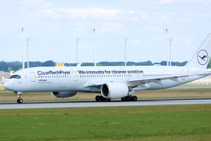 Lufthansa Airbus A350 livery Cleantechflyer stock image
