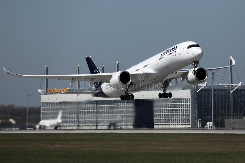 Lufthansa plane taking off royalty free stock image